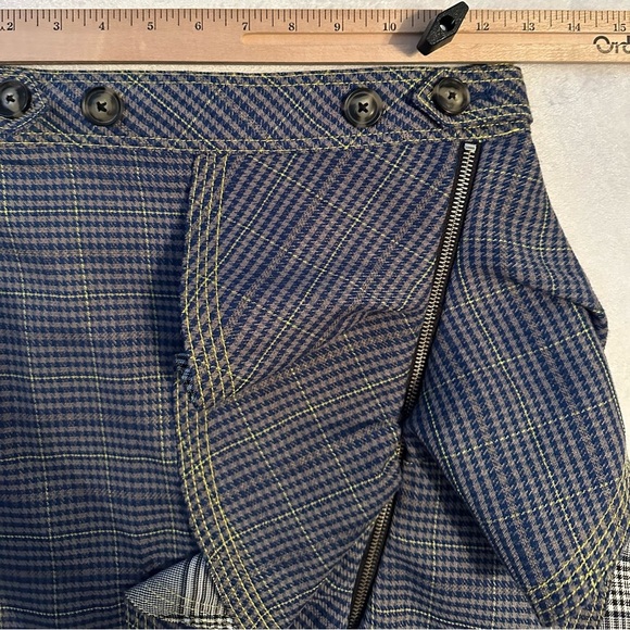 Self-Portrait Scottish Ruffled Checked Plaid Tweed Mini Skirt Blue Bicolor Sz 4 - Picture 4 of 10